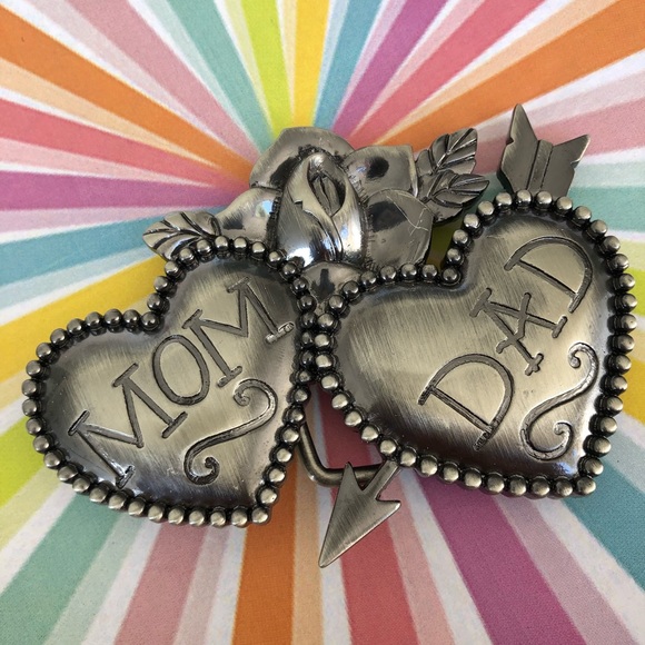 Mom & Dad Heart Tattoo Flash Belt Buckle Retro - Picture 4 of 4